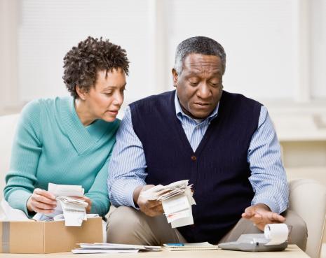Couple looking at taxes